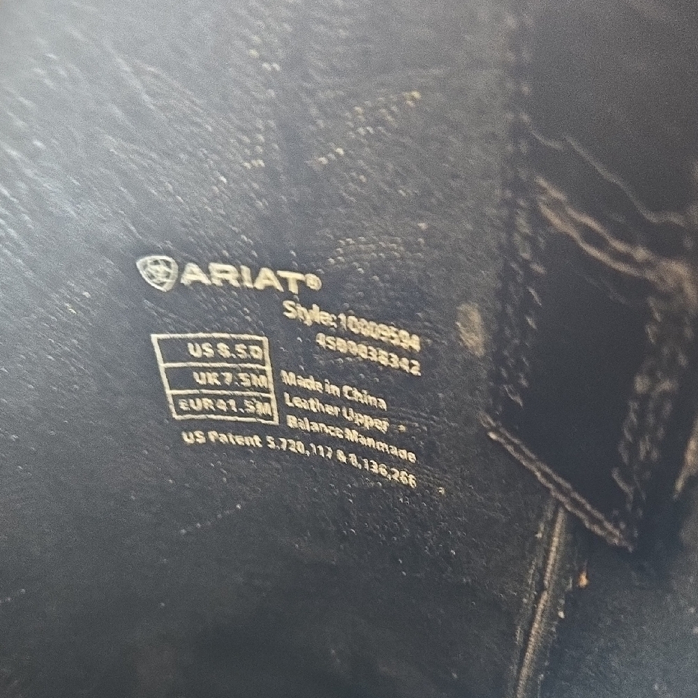 Ariat Black Western Boots with Light Green Stitching - Picture 4 of 12